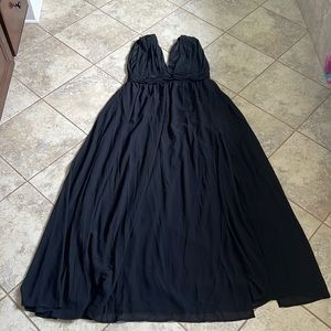 Black maxi cocktail dress with front slit